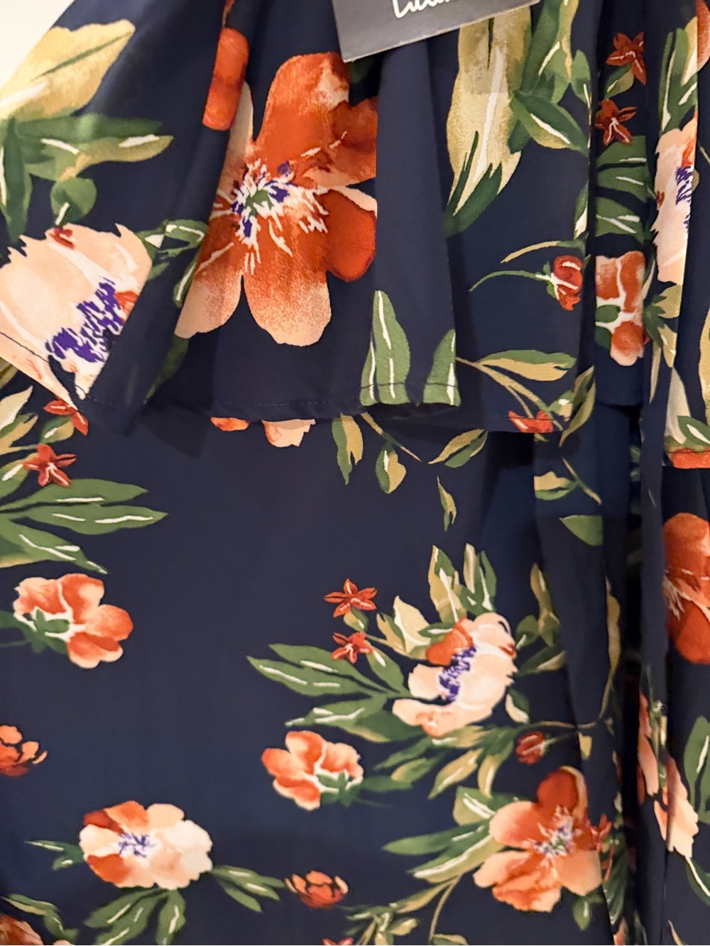 Bouquet, Girl, Hey! Navy Blue Floral Print Wrap Maxi Dress - Picture 6 of 8